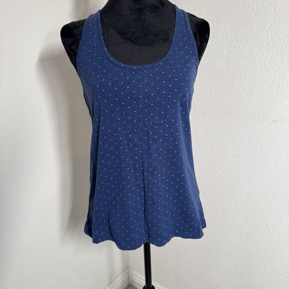 Volcom Blue Polka Dot Racerback Tank Top M/12 Cotton Modal Blend Womens Sleevele - Picture 6 of 8